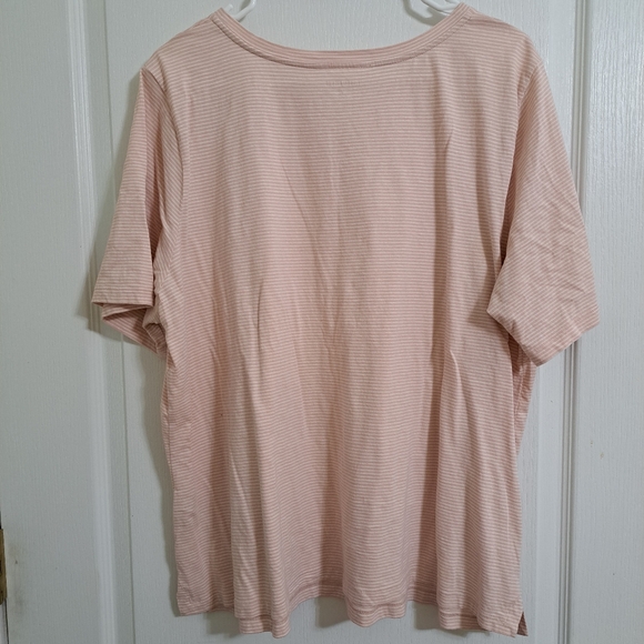 Eileen Fisher Pink White Stripes Short Sleeve Tee sz XL - Picture 2 of 4